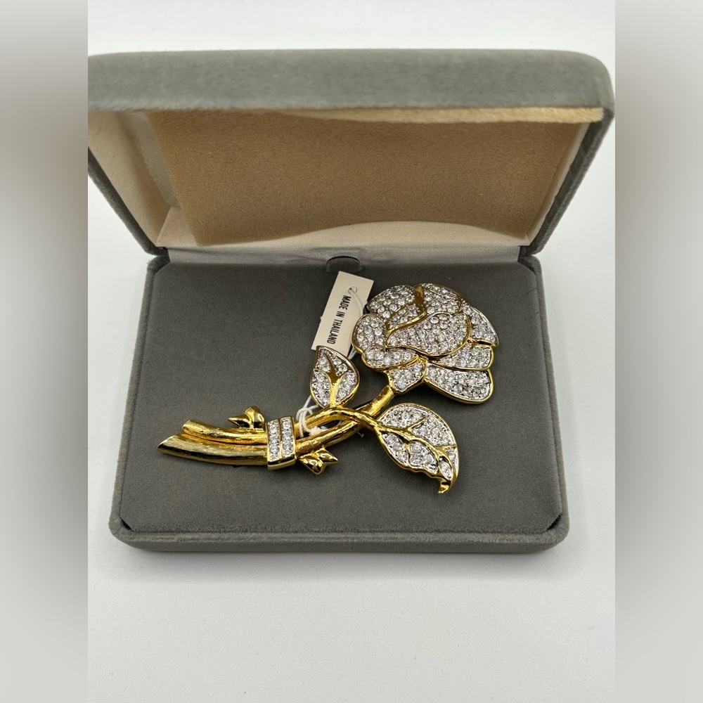 Nolan Miller Elegant Gold and Silver Rose Brooch
